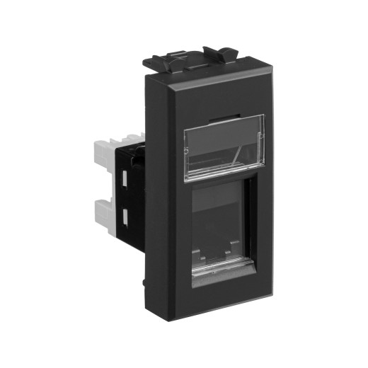 Телефонная розетка RJ-12 модульная, Avanti, черный матовый, 1 модуль