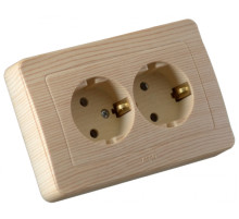 Hegel Мастер внутр Сосна РС16-352-02 Розетка с/з двойная, со шторками