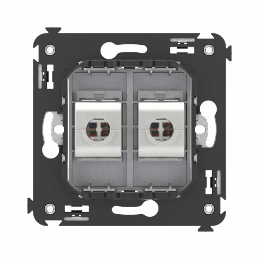 Компьютерная розетка RJ-45 без шторки в стену, кат.6 двойная экранированная, Avanti, закаленная сталь