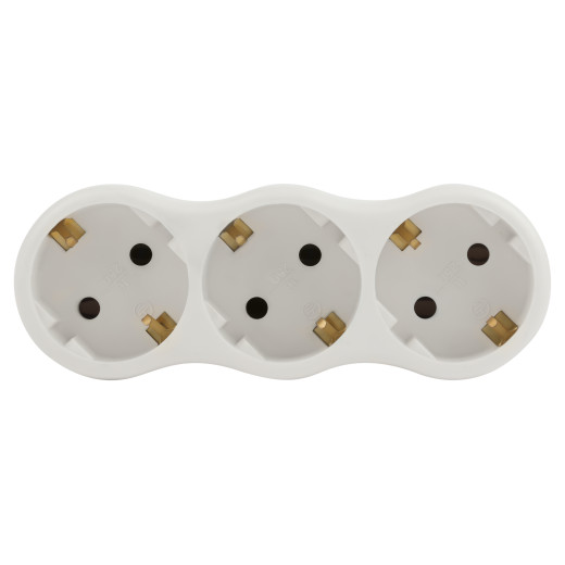 Разветвитель электрический ЭРА SPx-3e-W на 3 розетки с заземлением 16А белый