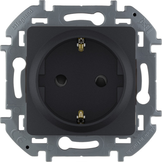 Розетка с заземлением - Legrand/Daccord Inspiria - со шторками 16А 250В винтовые зажимы - антрацит