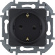 Розетка с заземлением - Legrand/Daccord Inspiria - со шторками 16А 250В винтовые зажимы - антрацит