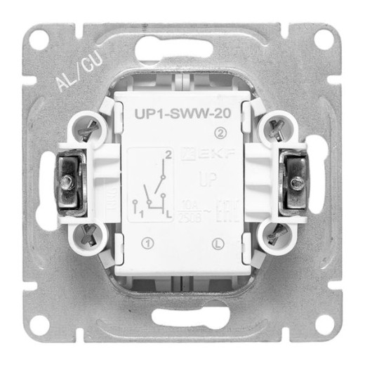 Механизм выключателя, двухклавишный, белый Эпика EKF