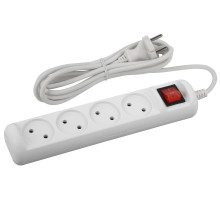 ЭРА Удлинитель электрический  U-4s-1,5m-2x1 без заземления c выключателем 4 розетки 1,5м ПВС 2x1мм2 10А