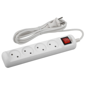 ЭРА Удлинитель электрический  U-4s-1,5m-2x1 без заземления c выключателем 4 розетки 1,5м ПВС 2x1мм2 10А