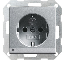 Gira S-55 Алюминий Розетка с/з с защитой и индикацией напряжения