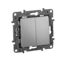 Legrand Etika Алюминий Переключатель 2-клавишный, 10А, Автоматические клеммы.