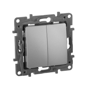 Legrand Etika Алюминий Переключатель 2-клавишный, 10А, Автоматические клеммы.