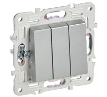 IEK SKANDY Серебряный Выключатель 3-клавишный 10А SK-V11S