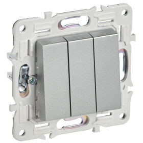 IEK SKANDY Серебряный Выключатель 3-клавишный 10А SK-V11S