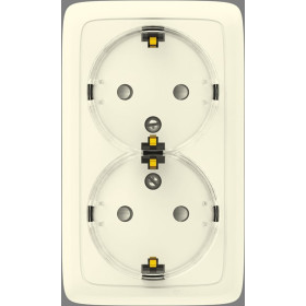Hegel Альфа наруж Слоновая кость РА16-183-01 Розетка с/з двойная, с изол. пластиной