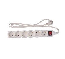 Simon Brico Белый Удлинитель на 6 розеток Schuko, выключатель, кабель 1.5м