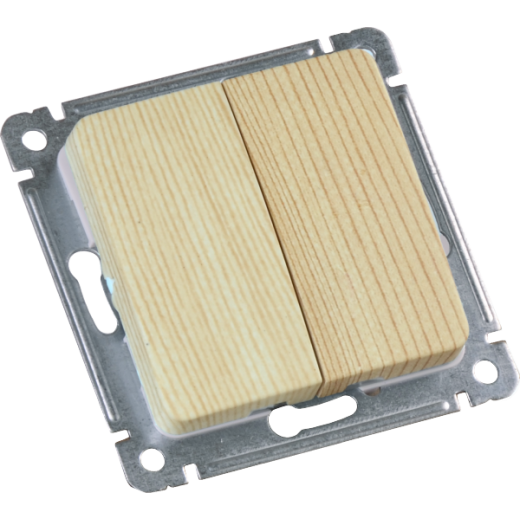 ВС10-451-02 Выключатель скрытой установки, двухклавишный, механизм, цвет сосна