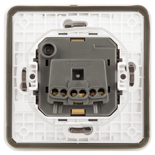 Розетка ЭРА Эксперт 11-2522-01 с заземлением с крышкой 2P+E IP55 шторки 16A-250В СУ белый