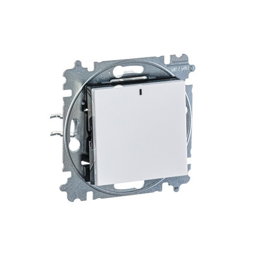 Выключатель одноклавишный с подсветкой ABB Levit белый / дымчатый чёрный
