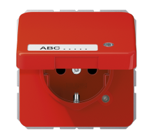 JUNG SCHUKO-розетка с крышкой, красная