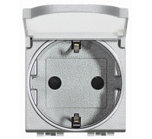 BT LL Алюминий Розетка 2К+З с крышкой.