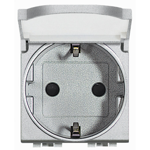 Livinglight Розетка 2К+З с крышкой, алюминий