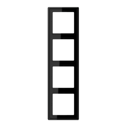 Рамка для вертикальной и горизонтальной установки, 4 поста, дюропласт, черный, LS990