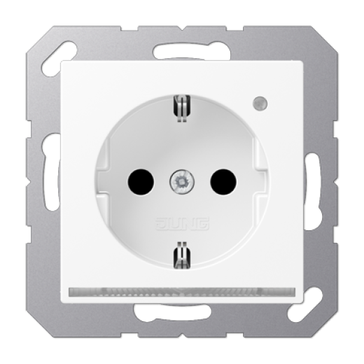 SCHUKO-розетка с ориентационной светодиодной подсветкой, со встроенным датчиком освещённости, с дополнительной защитой, белый матовый, A500