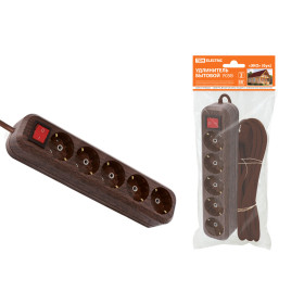 TDM Удлинитель бытовой  У05В выключатель, 5 гнезд, 3метра,2П+3, ПВС 3х1мм2 