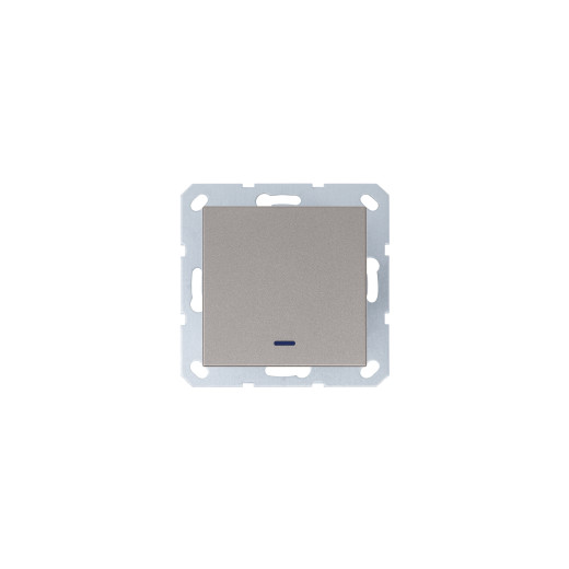 Выключатель одноклавишный проходной со светодиодом 10A 250V~ с накладкой цвет шампань