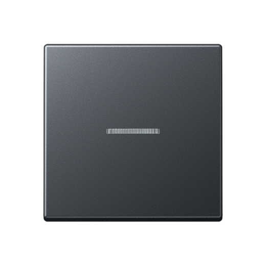 Одинарная клавиша с окошком для балансирных механизмов выключателей (кнопок) с подсветкой, в комплекте с AS90HP (крепежный элемент), термопласт, матовый антрацит, A500