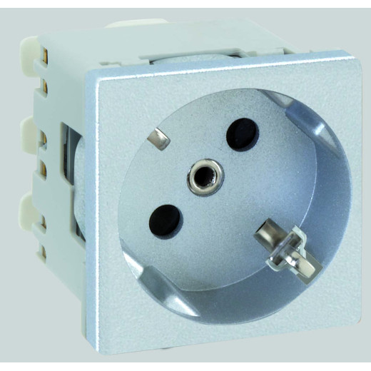 Simon Розетка 2к+з Schuko 45х45мм, быстрое соединение, алюминий