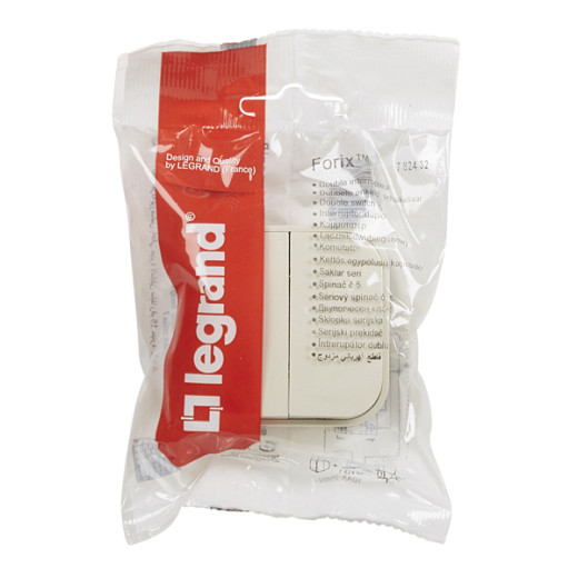 Выключатель двухклавишный - Legrand Quteo - IP20 10А 250В винтовые зажимы накладной монтаж - слоновая кость