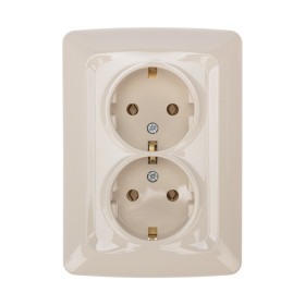 KRANZ DEA Розетка 2-ая с/з с/у 16А Беж