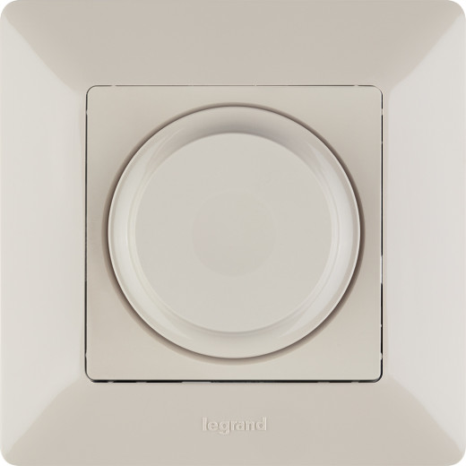 Valena LIFE.Светорегулятор с поворотной ручкой универсальный 300Вт без нейтрали.С лицевой панелью.Слоновая кость