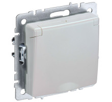 IEK BRITE BASE Жемчуг Розетка 1-м с/з с защ шторки крышк 16А IP44 РСбш10-3-44-БрЖ