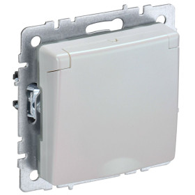 IEK BRITE BASE Жемчуг Розетка 1-м с/з с защ шторки крышк 16А IP44 РСбш10-3-44-БрЖ