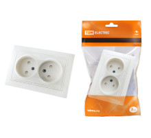 TDM Розетка двойная 2П с защ. шт. 10А 250В белая 