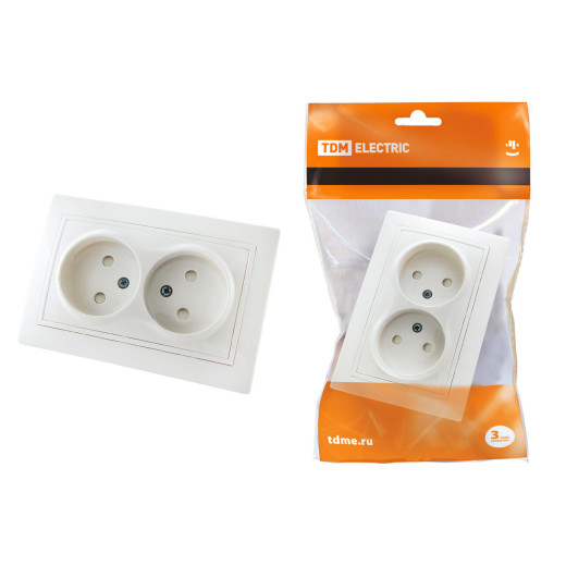 Розетка двойная 2П с защ. шт. 10А 250В (основание керамика) белая 