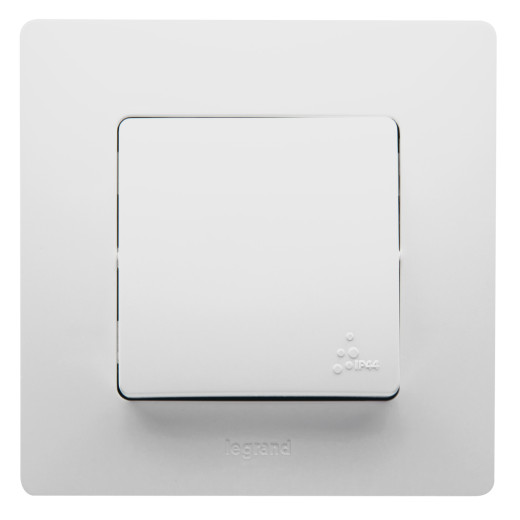 Переключатель одноклавишный IP44 - Legrand Etika - 10А 250В безвинтовые зажимы - белый