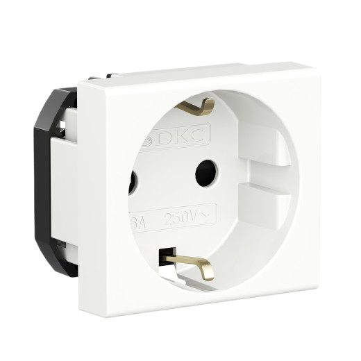 Розетка силовая 2Р+Е, со шторками, Viva, 2 мод., цвет белый