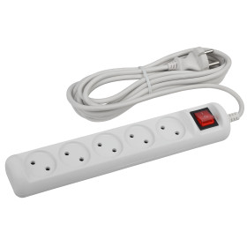 ЭРА Удлинитель электрический  U-5s-3m-2x1 без заземления c выключателем 5 розеток 3м ПВС 2x1мм2 10А