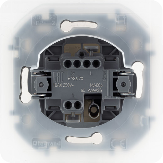 Переключатель одноклавишный IP44 - Legrand/Daccord Inspiria - 10АХ 250В безвинтовые зажимы - слоновая кость