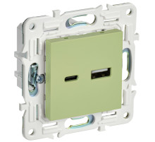 IEK SKANDY Мятный Розетка USB A+C 18Вт SK-R13G
