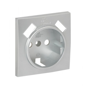 EKF PROxima Валенсия лицевая панель розетки 1-местной с/з 16А сталь с защ. штор. с 2 USB 2,1А.