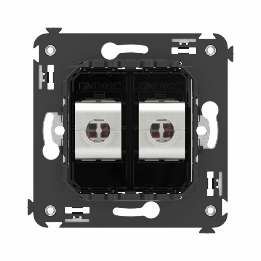 Компьютерная розетка RJ-45 без шторки в стену, кат.6А двойная экранированная, Avanti, черный квадрат