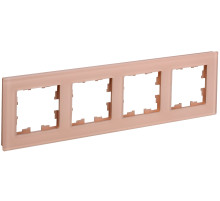 IEK BRITE DECOR Персик матовый стекло Рамка 4-мест. РУ-4-2-БрП