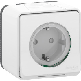 Schneider Electric Mureva Styl наруж Бел Розетка с/з и шторками IP55