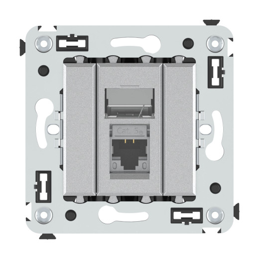 Компьютерная розетка RJ-45 в стену, кат.5e одинарная экранированная, Avanti, закаленная сталь
