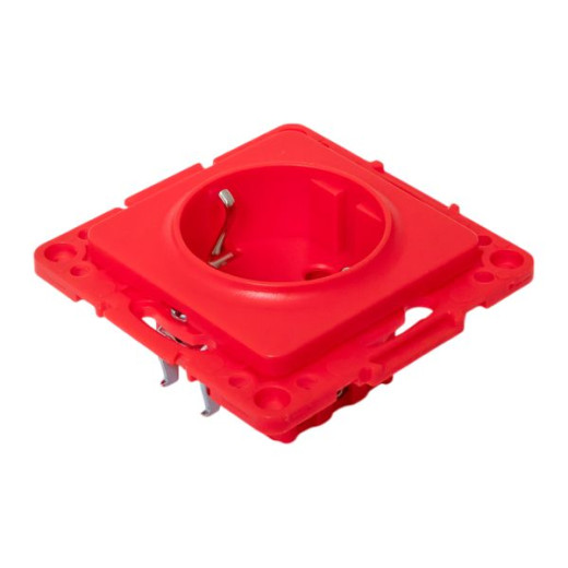 Стокгольм Механизм Розетки 1-местной с/з 16А винтовые клеммы красный с защ. штор. EKF