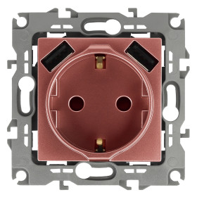 ЭРА Розетка Серия 12 12-4109-14 2P+E 16A-250В штор. с 2xUSB 5В-3А медь