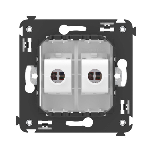 Компьютерная розетка RJ-45 без шторки в стену, кат.5е двойная, Avanti, белое облако