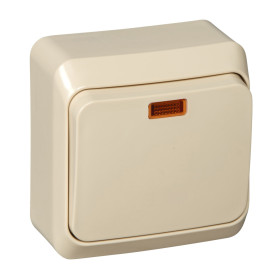 Systeme Electric Этюд наруж Крем Переключатель 1-клавишный с подсветкой