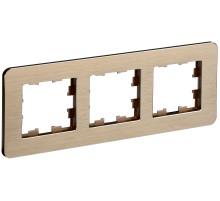 IEK BRITE DECOR Шампань металл. скругл.угол Рамка 3-м РУ-3-1-Бр RE AL